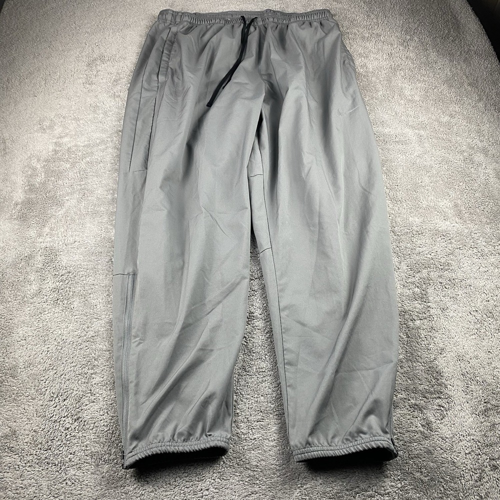 Nike Dri-Fit Track Jogger Pants Mens XXL Gray Lined Elastic Waist Zip Ankle